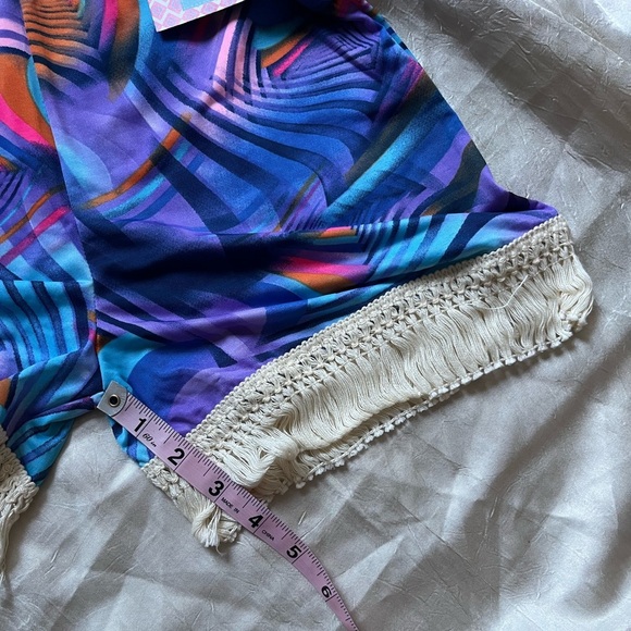 Lady’s World - High Waist Women's Shorts with Fringe - Picture 3 of 7